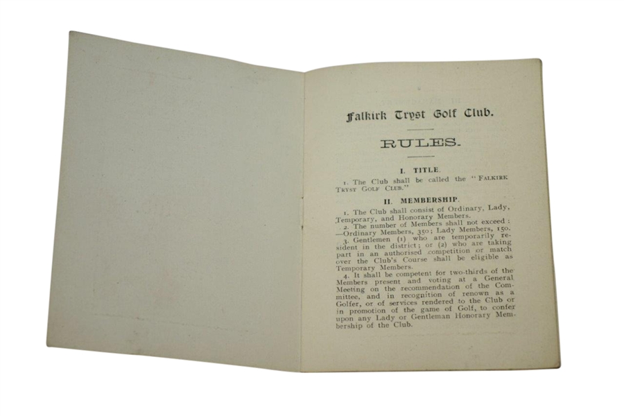 1915 Falkirk Tryst Golf Club Rules Booklet