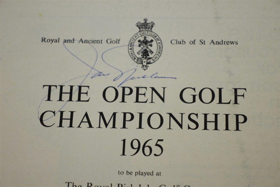 Jack Nicklaus Signed 1965 Open Championship at Royal Birkdale Program w/ Draw Sheet JSA ALOA