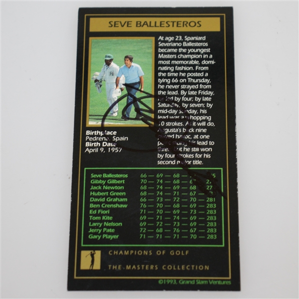 Seve Ballesteros Signed 1980 Grand Slam Ventures Masters Card JSA ALOA