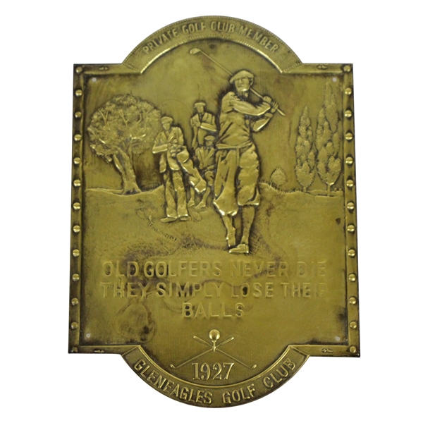 1927 Gleneagles Golf Club Brass Plate w/ Private Colf Club Member Engraving