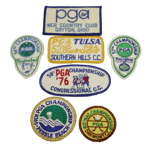 PGA Championship Patches - 1969, 1970, 1974, 1975, 1976, 1977 & 1978 - Nicklaus, Watson