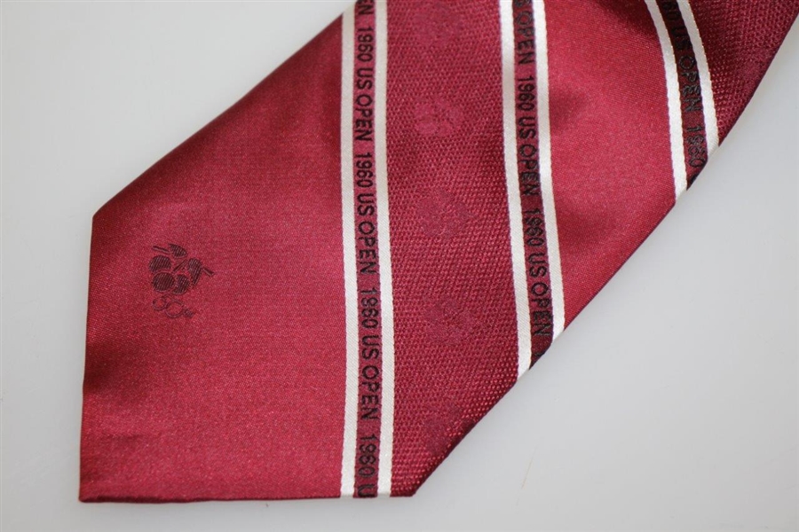 1960 US Open at Cherry Hills CC Red Striped Silk Tie - Palmer's 1st US Open Win