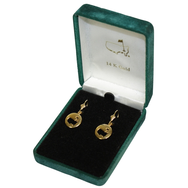 Augusta National Golf Club 14K Gold Earrings in Jewelry Box