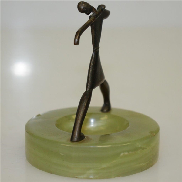 1930's Marble Ashtray w/ Bronze Golfer by Artist Hagenauer - Abstract Art