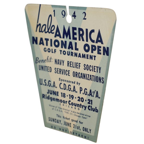 1942 Hale America National Open FINAL ROUND Sunday Ticket HOGAN'S First Major WIN ? - RARE