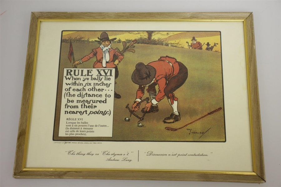 Perrier Water Golf Rules Set By Charles Crombie - Reproductions of Prints Circa 1905
