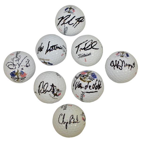 Ryder Cup Logo Balls Signed by 8 Different Team Members JSA ALOA
