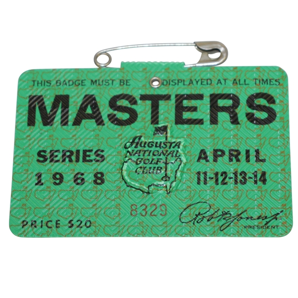 1968 Masters Tournament Badge #8379 - Bob Goalby Winner