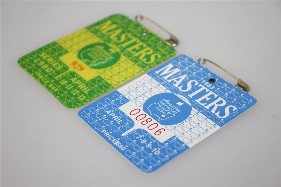 1980 & 1983 Masters Tournament Series Badges - Seve Ballesteros Victories
