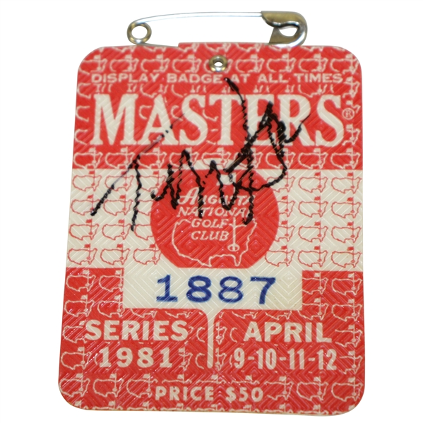 Tom Watson Signed 1981 Masters Series Badge #1887 JSA FULL #Z74525
