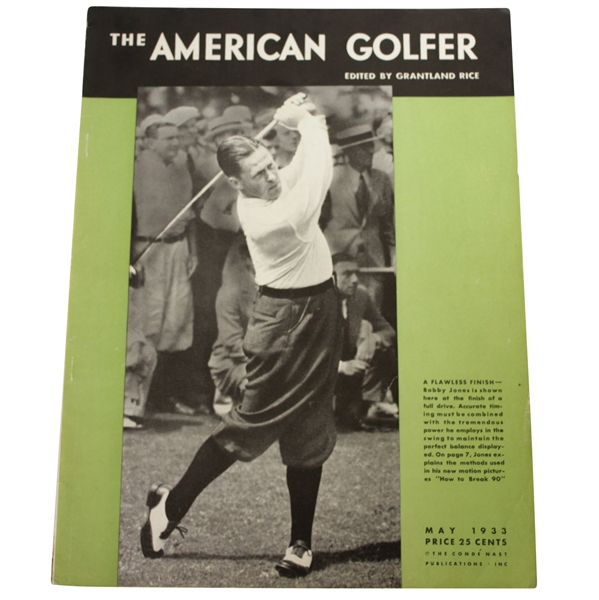 1933 The American Golfer Featuring Bobby Jones Publication by Grantland Rice 