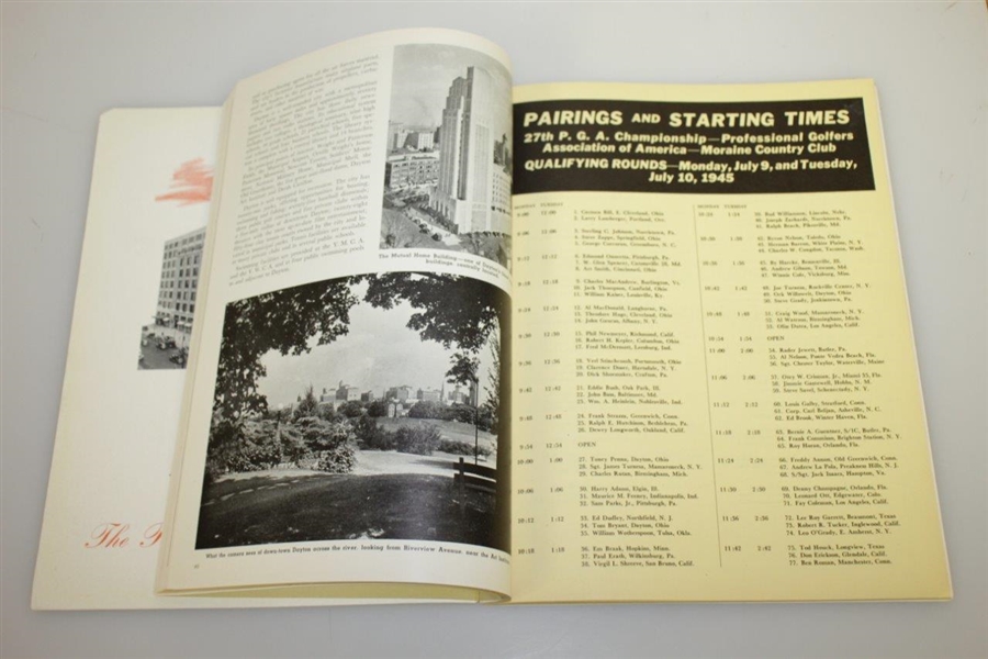 1945 PGA Championship at Morraine CC Program - Byron Nelson Winner - Part of 11 in a Row!
