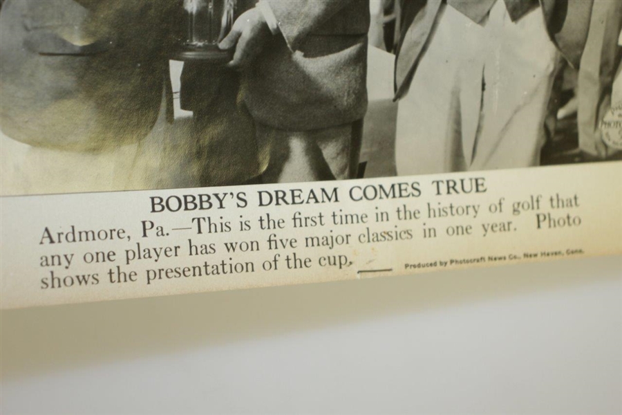 Bobby Jones 1930 U.S. Amateur Trophy Presentation Photocraft Photo - Grand Slam Complete