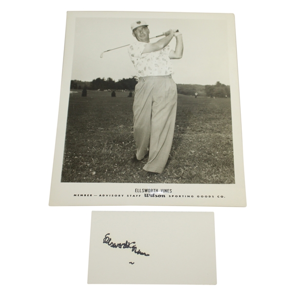 Elsworth Vines Signed Card w/ Wilson Staff Photo - 1932 Wimbledon & PGA Tour Winner JSA ALOA