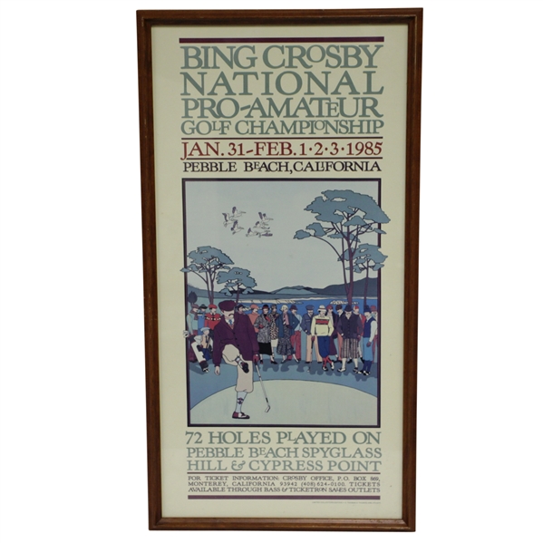 1985 Bing Crosby National Pro Am Pebble Beach Framed Tickets Poster