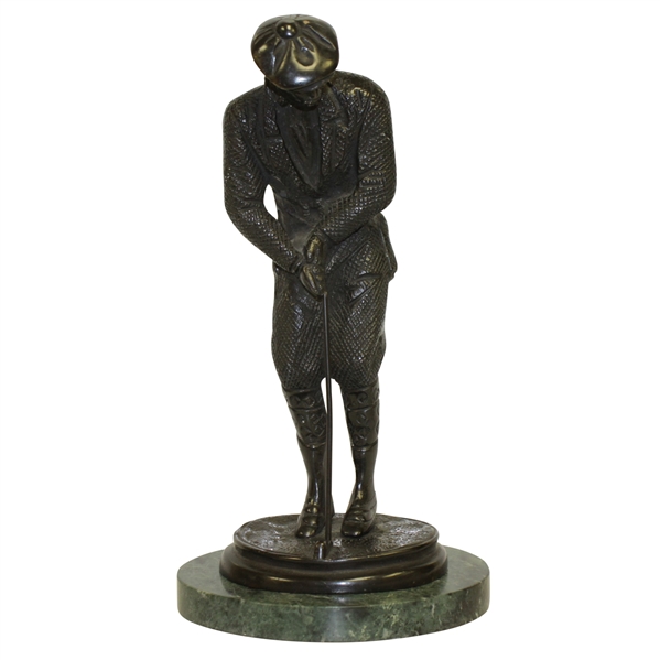 Old-Time Golfer Putting Statue on Marble Base by Bombay
