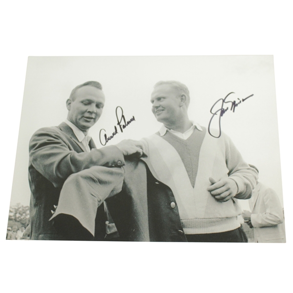 Arnold Palmer & Jack Nicklaus Signed 1965 Masters Green Jacket 8x10 Photo JSA ALOA