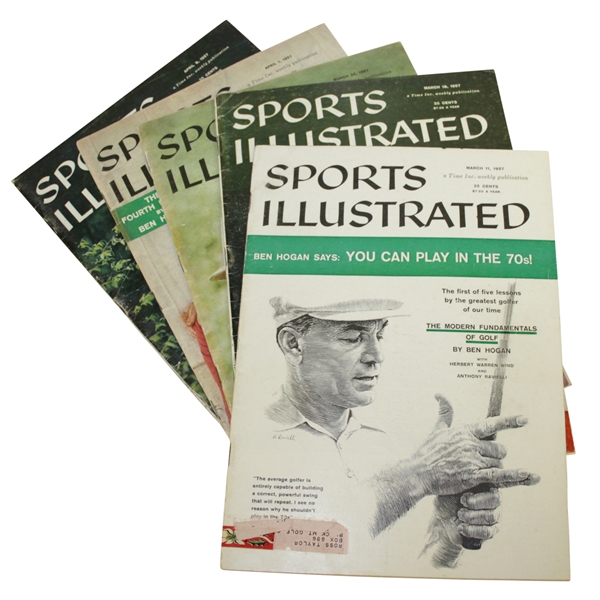 Ben Hogan's 5 Lessons-The Modern Fundamentals of Golf 1957 Sports Illustrated Magazines Set of Five