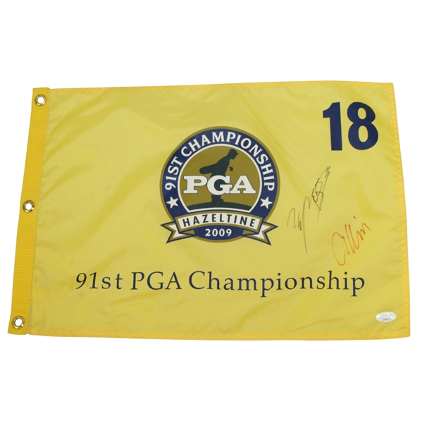 2009 PGA Championship at Hazeltine Flag Signed by Winner YE Yang & Anthony Kim JSA #EE56170