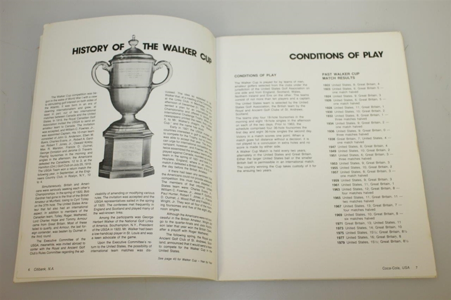 1981 Walker Cup at Pebble Beach Cypress Point Program