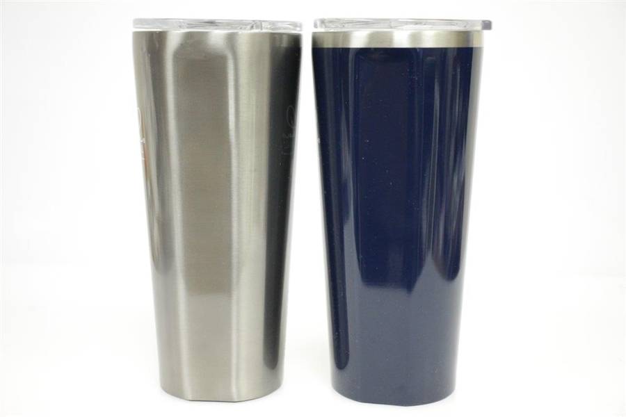 Pair of Arnold Palmer Invitational Stainless Steel Corksicle 24oz Tumbler Glasses - Grey & Blue