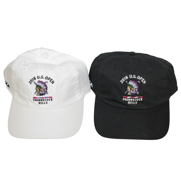 Two 2018 US Open at Shinnecock Hills Golf Hats - White & Black