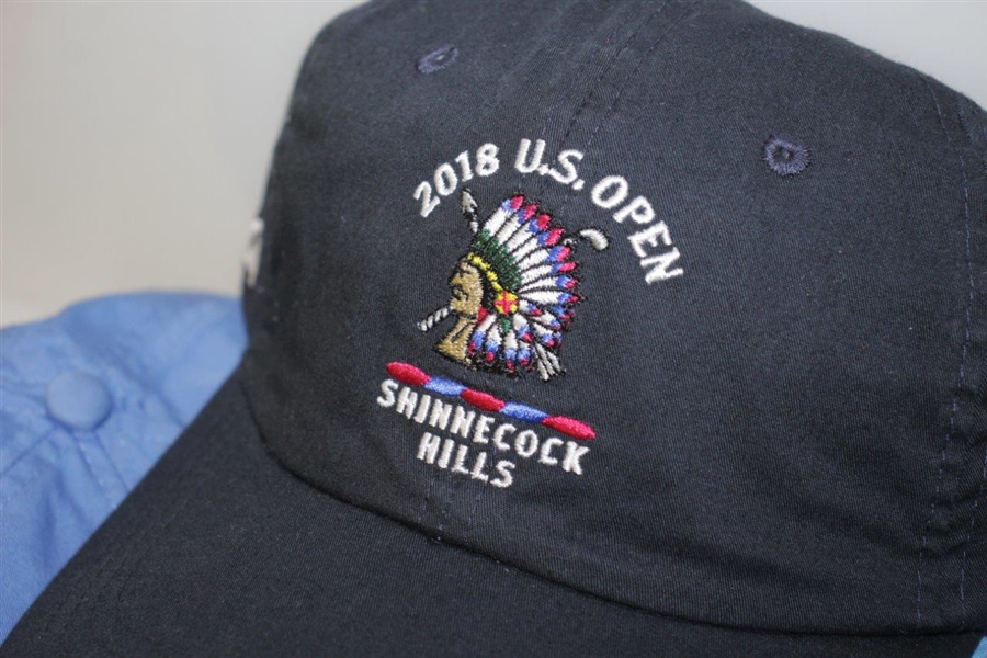 Three 2018 US Open at Shinnecock Hills Golf Hats - Navy Blue, Light Blue, & Sky Blue