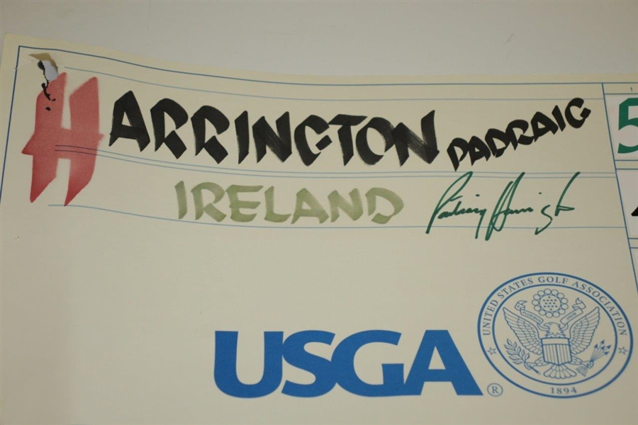 Padraig Harrington Signed USGA Handwritten Tournament Used Scoreboard Tile JSA ALOA