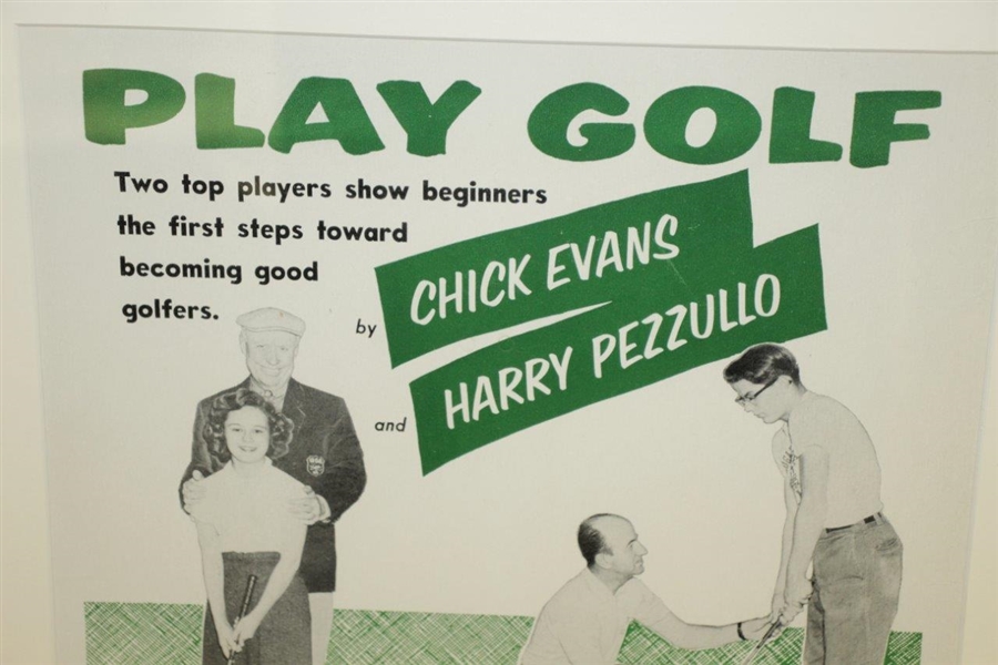 1960's Poster Advertising Chick Evans And Harry Pezzullo PGA Golf Clinic In Chicago