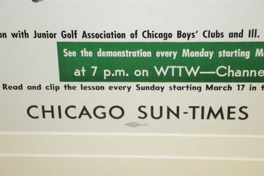 1960's Poster Advertising Chick Evans And Harry Pezzullo PGA Golf Clinic In Chicago