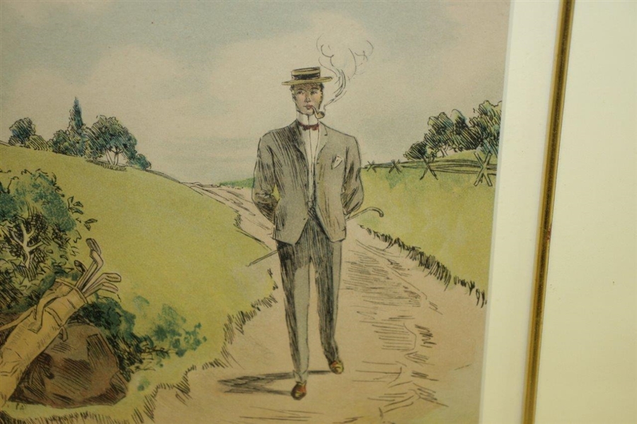 1904 Lady Golfer Smitten by Eros as Man Walks Near Print by Lou Mayer