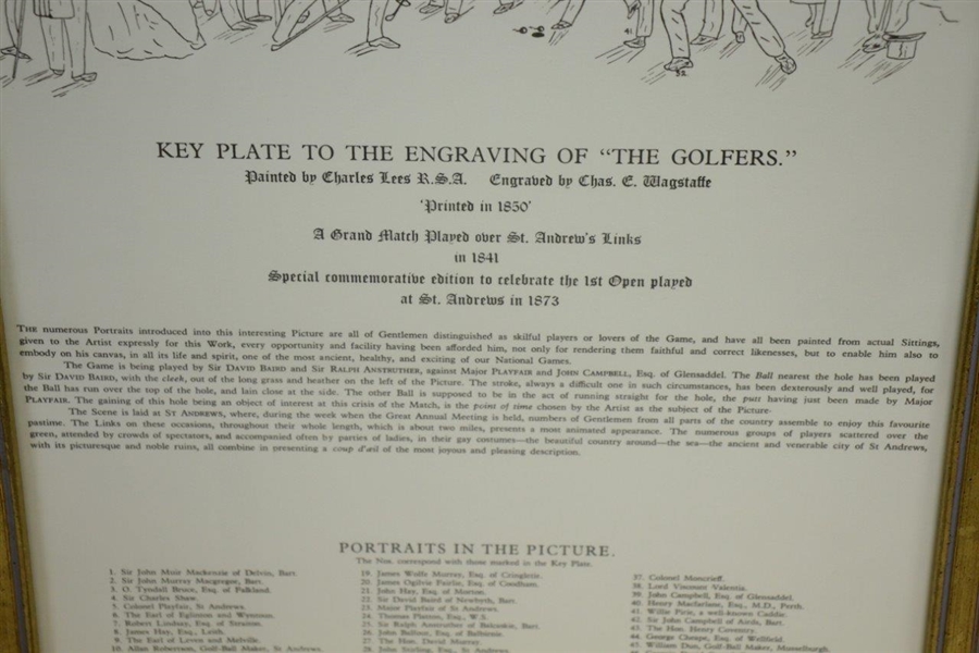 Key To 'The Golfers' Engraving Print by Charles Lee & Chas Wagstaffe