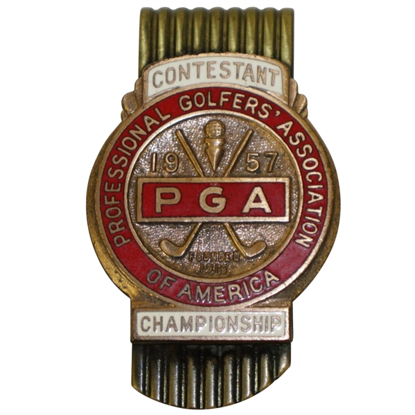 1957 PGA Championship at Miami Valley GC Contestant Badge - Lionel Hebert Winner