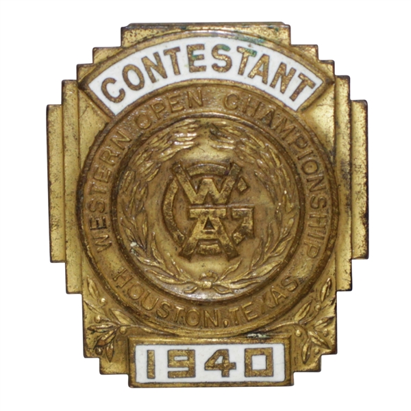 1940 Western Open Championship Contestant Pin - River Oaks CC - Jimmy Demaret Winner