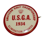 1934 US Amateur at The Country Club Elimination Rounds Badge - Lawson Little "Little Slam" Victory