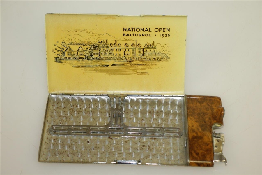 1936 US Open Players Gift - Cigarette Case and Lighter In One - Depiction of Baltusrol Clubhouse