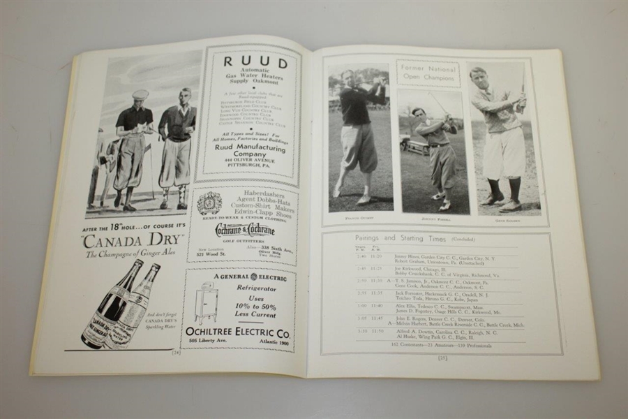 1935 US Open at Oakmont CC Program - Sam Parks Jr Winner