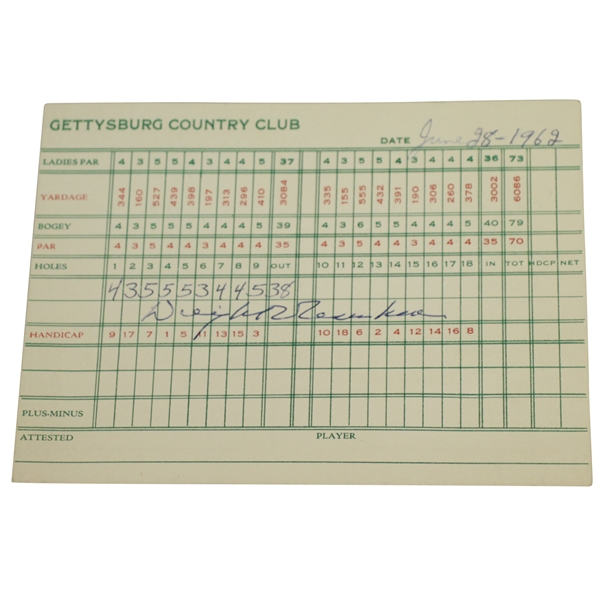 President Dwight Eisenhower Signed & Used Gettysburg CC Scorecard - 1962 JSA ALOA
