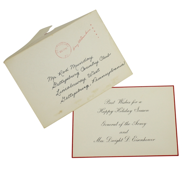 Dwight D. Eisenhower's 1962 Holiday Greetings Card to Rod Munday w/ Envelope 