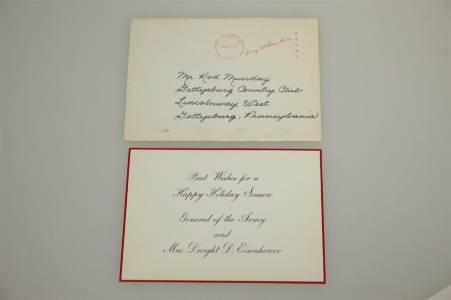 Dwight D. Eisenhower's 1962 Holiday Greetings Card to Rod Munday w/ Envelope 