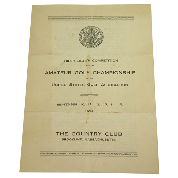 1934 US Amateur at The Country Club Brookline Itinerary - Lawson Little Little Slam Victory