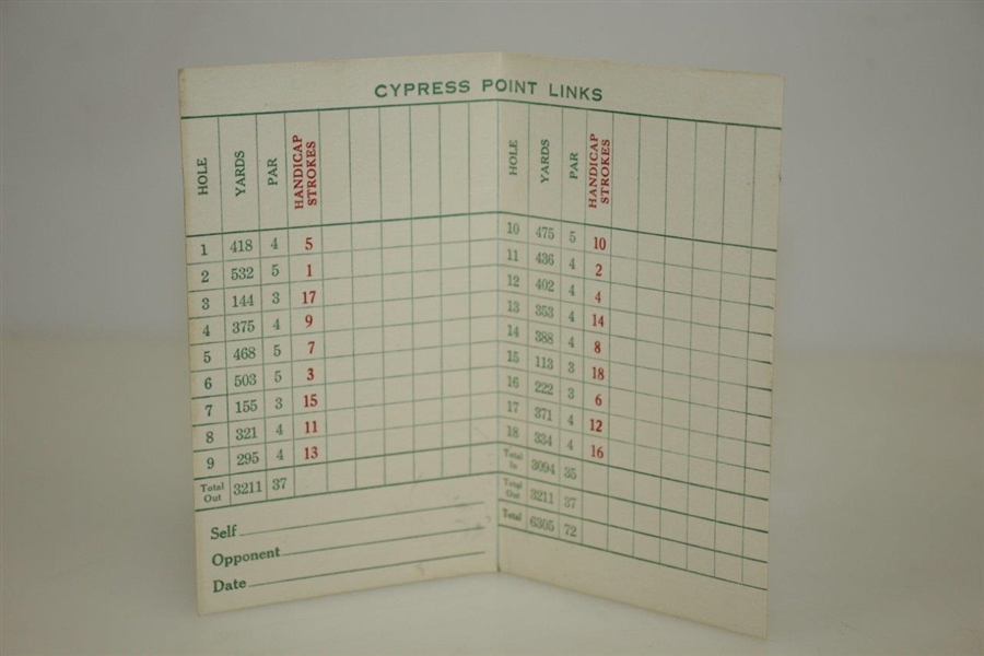 Vintage Cypress Point Club Pebble Beach Scorecard w/ Gauge