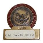 Mark Calcavecchias 1986 US Open at Shinnecock Hills Contestant Badge