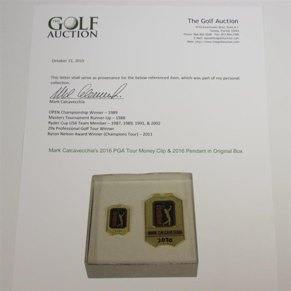Mark Calcavecchia's 2016 PGA Tour Money Clip & 2016 Pendant in Original Box