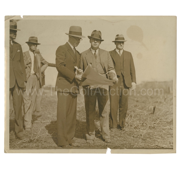 Early 1930's Augusta National Golf Club Type 1 Original Photo of Bobby Jones, Wendell P. Miller & Others Surveying Grounds