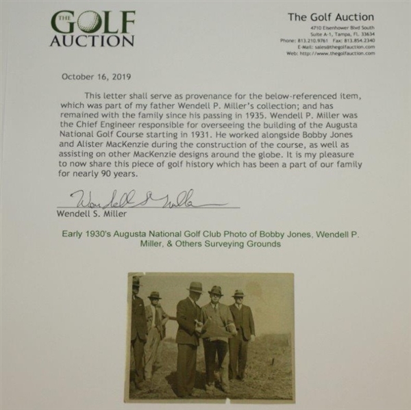 Early 1930's Augusta National Golf Club Type 1 Original Photo of Bobby Jones, Wendell P. Miller & Others Surveying Grounds