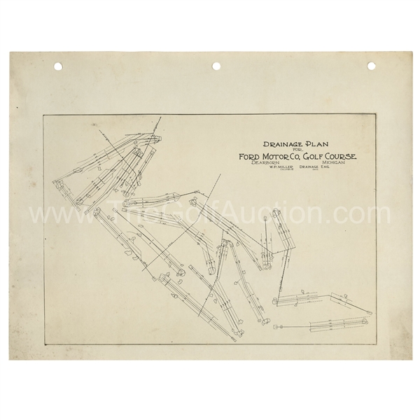 Ford Motor Co. Golf Club / Dearborn CC Original Photo of Drainage Plan
