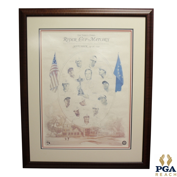 1999 Ryder Cup at The Country Club Brookline United States Team Signed Poster JSA ALOA