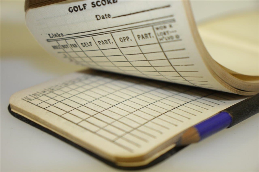 Classic Golf Score Keeper with back-Swing Golfer & Sand Tee Box Depiction - Crist Collection