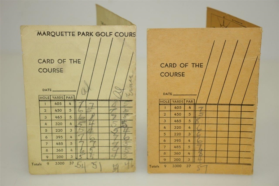Two Vintage Chicago Park District 'Enjoy Leisure Hours' Golf Scorecards - Crist Collection